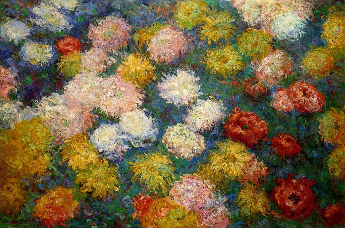 Chrysanthemums 1897 - Claude Monet Paintings